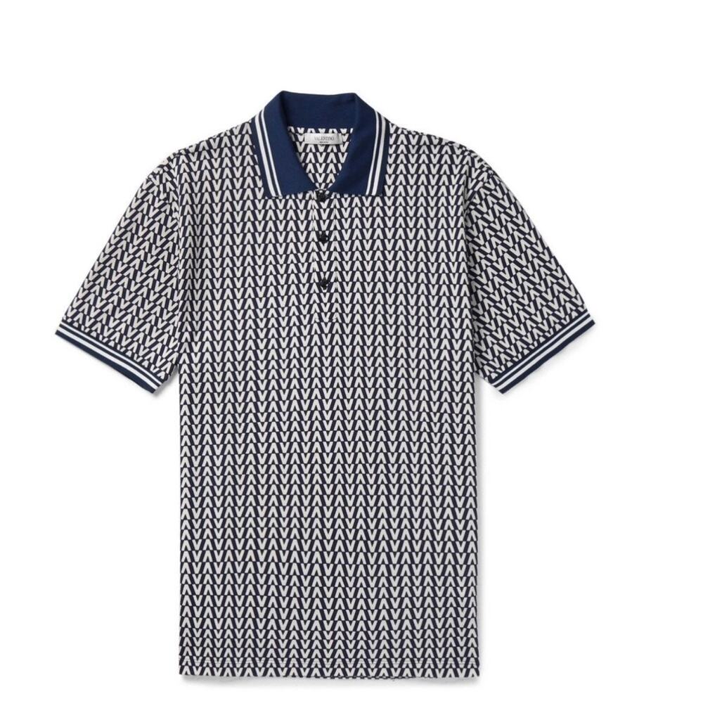 Valentino - Stripe-Trimmed Logo-Jacquard Cotton-Piqué Polo Shirt